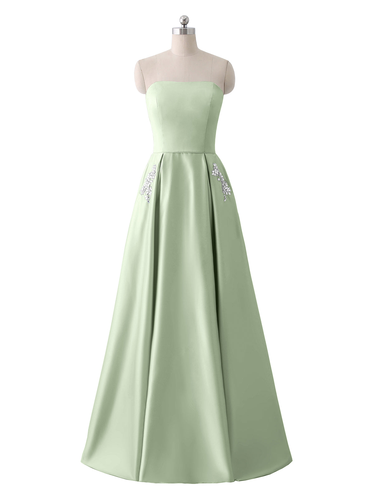 Cross Pleated Bodice Spaghetti Straps Satin Dresses Sage Plus Size