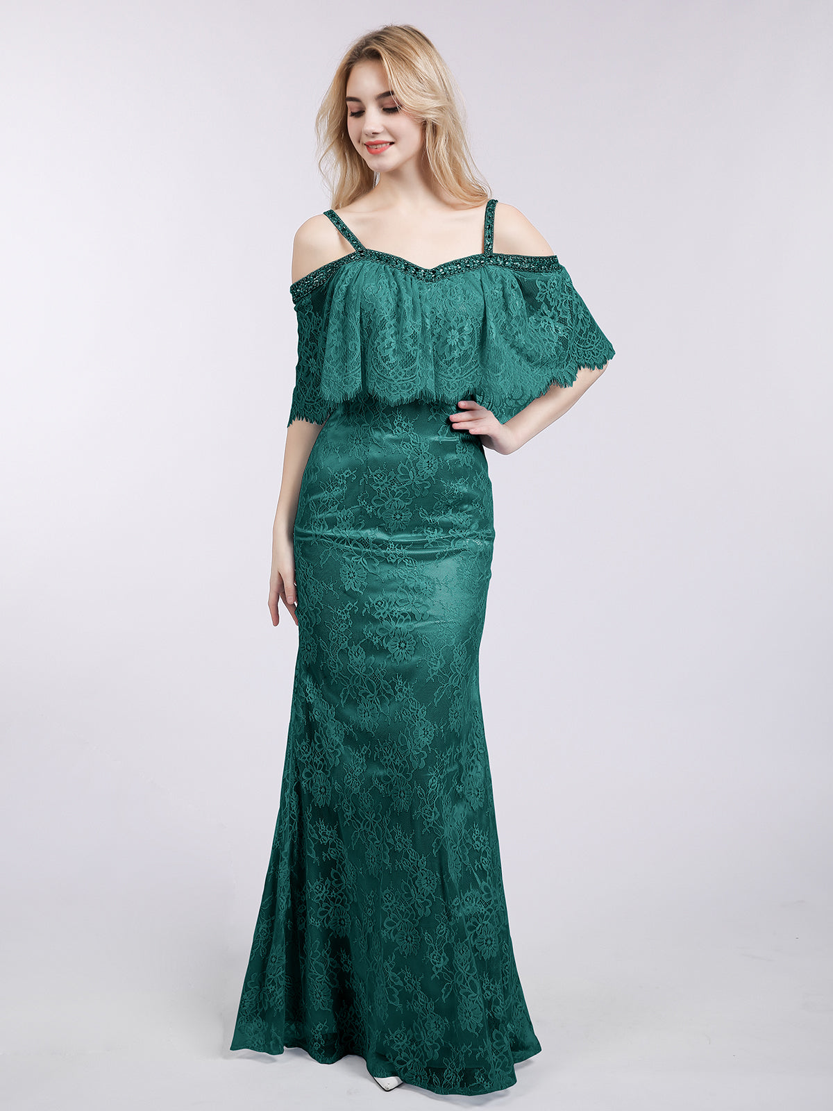 Spaghetti Straps Long Chiffon Dresses Peacock Plus Size