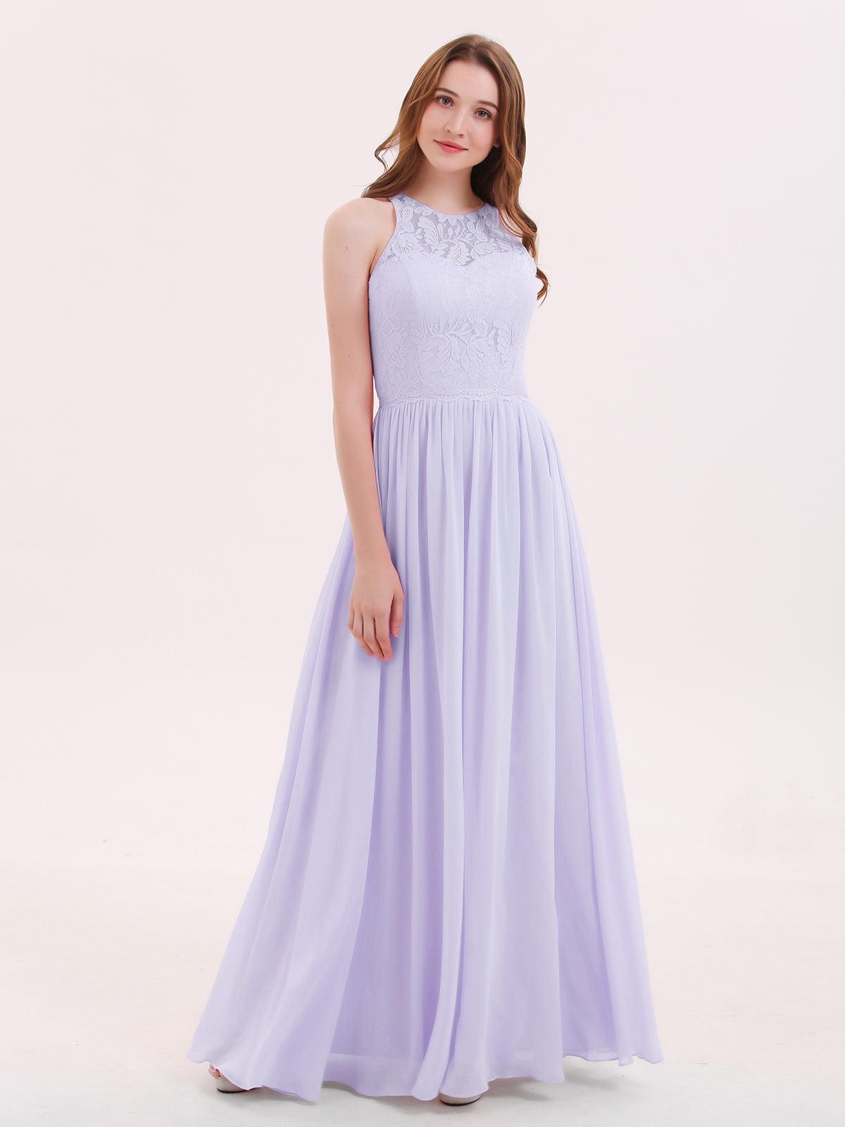 BABARONI BABARONI Chiffon Lilac Bridesmaid Dresses Illusion Floor-length Sleeveless Lace A-line, Lilac / US0 BABARONI BABARONI Chiffon Lilac Bridesmaid Dresses Illusion Floor-length Sleeveless Lace A-line, Lilac / US0