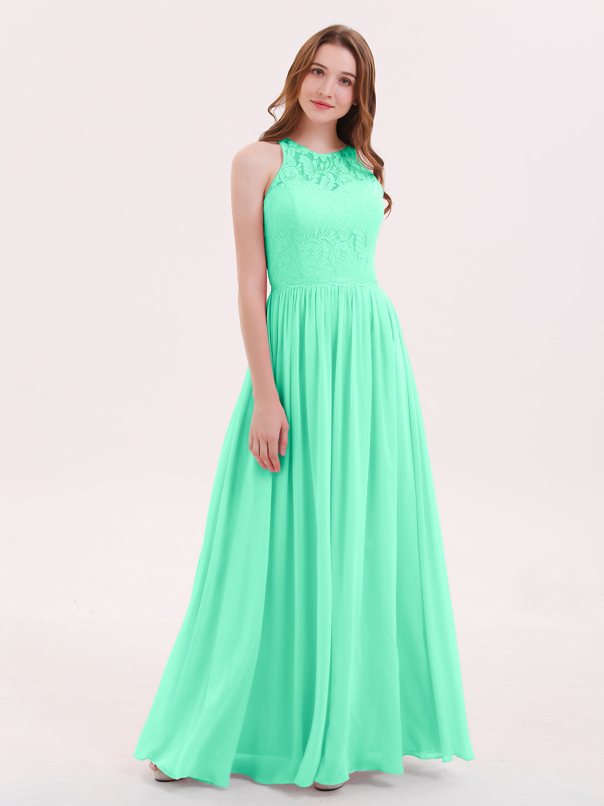 BABARONI Long Lace Dress with Illusion Sweetheart Neck-Turquoise Plus size, Turquoise / US18