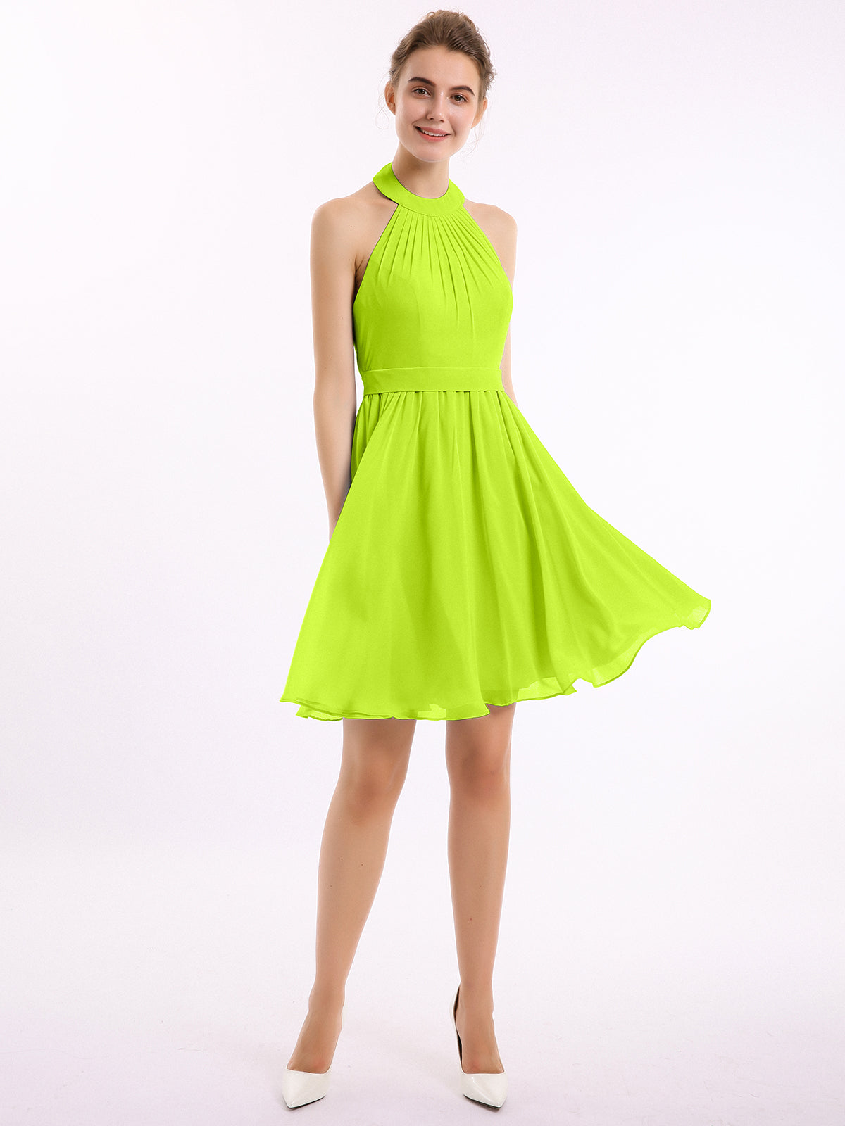 neon green halter dress Lace Up In Neon Mini Dress main image 0
