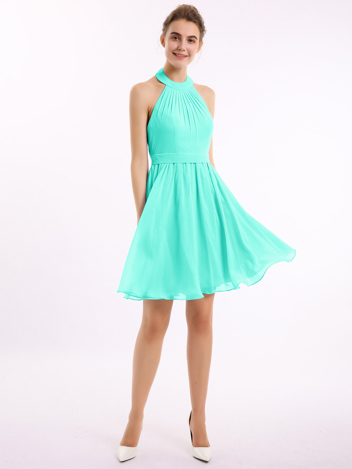 Half Sleeves Lace And Chiffon Short Gowns Spa Plus Size