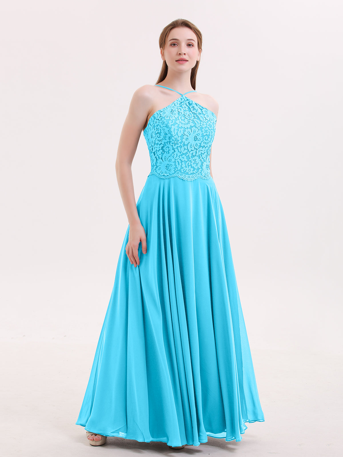 One Shoulder Chiffon Wedding Party Dresses Pool Plus Size main image 1