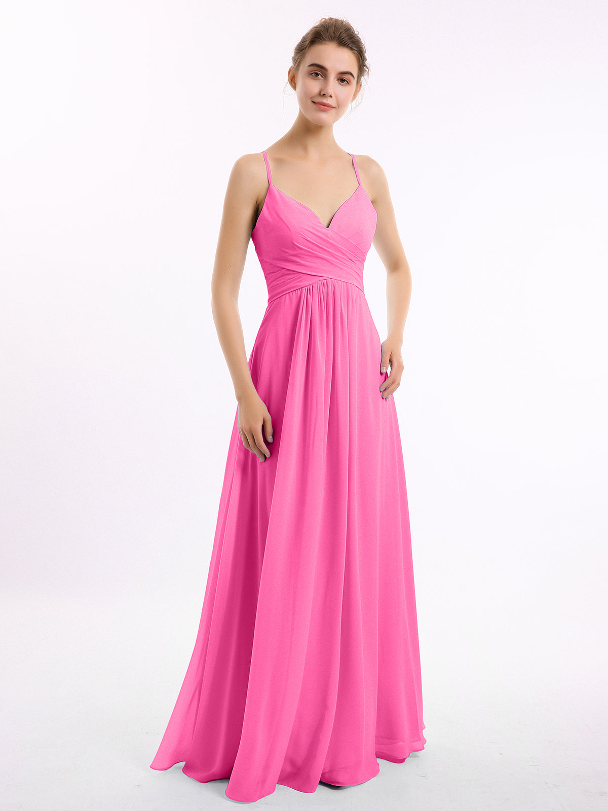 Chiffon Spaghetti Strap Ruffles High Low Dress Azalea
