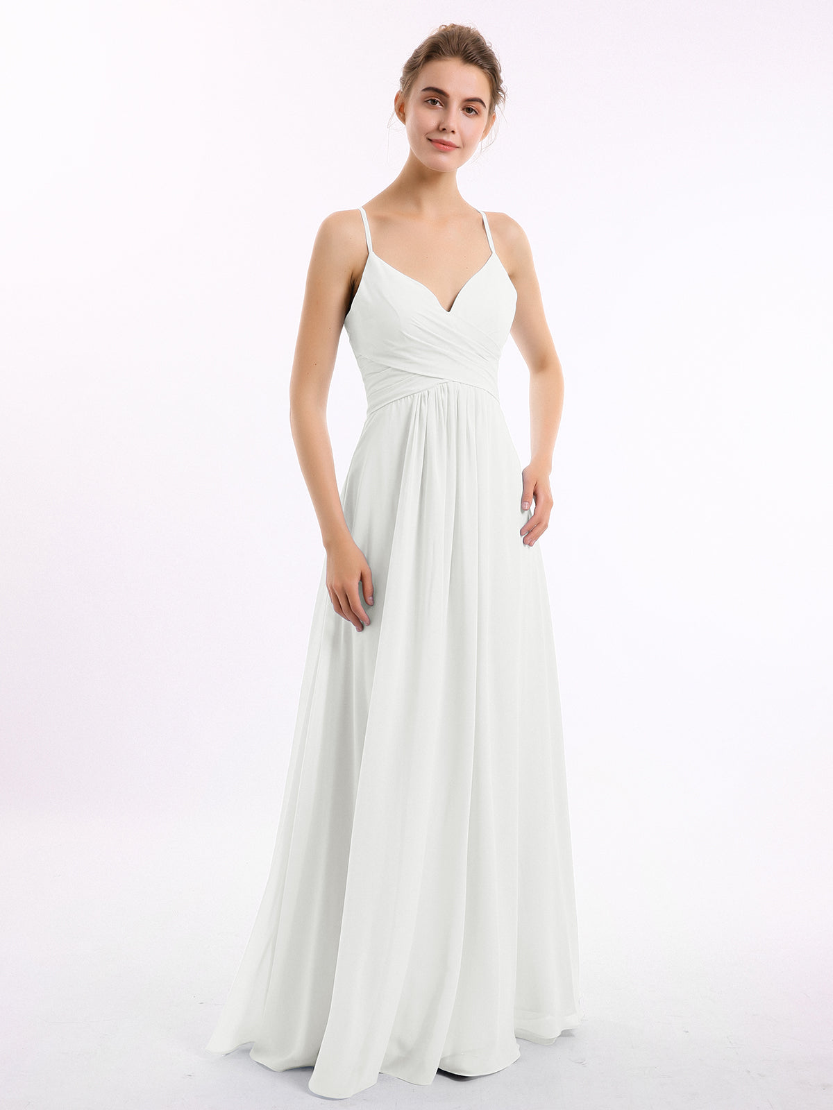 Square Neck Spaghetti Straps Chiffon Dresses Clover