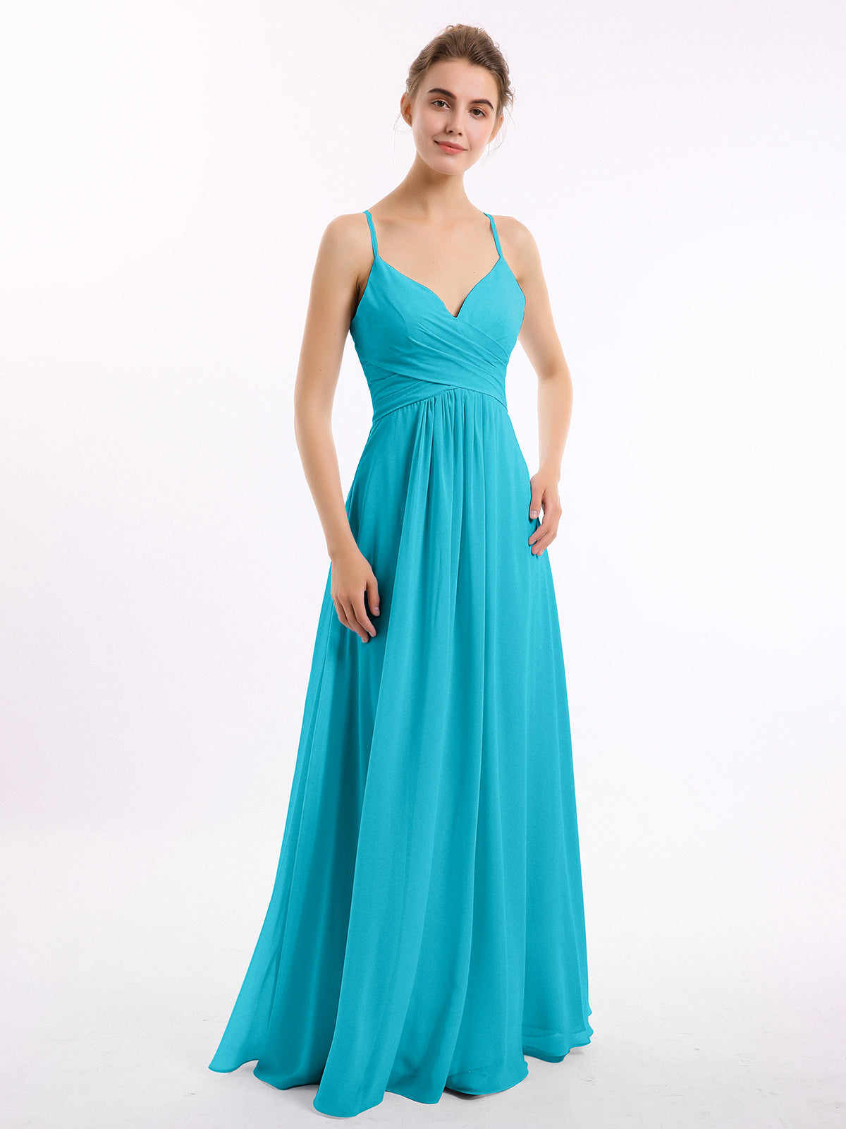 Spaghetti Strap Chiffon Dresses with Bow Wisteria Plus Size main image 0