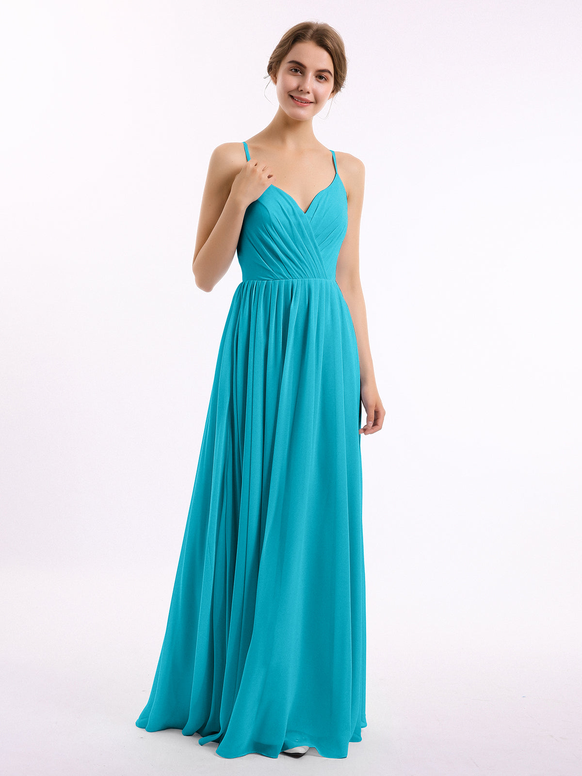 BABARONI Chiffon Bridesmaid Dresses with Spaghetti Straps-Jade, Jade / US0