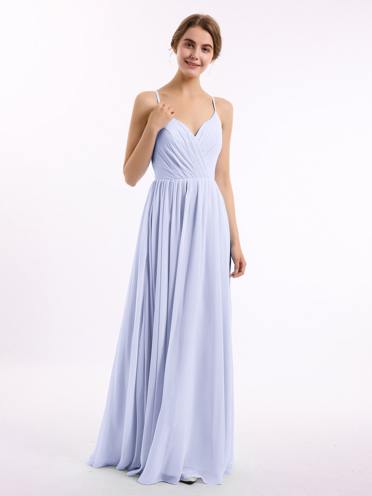 Long Chiffon Bridesmaid Dresses with Spaghetti Strap Turquoise Plus Size