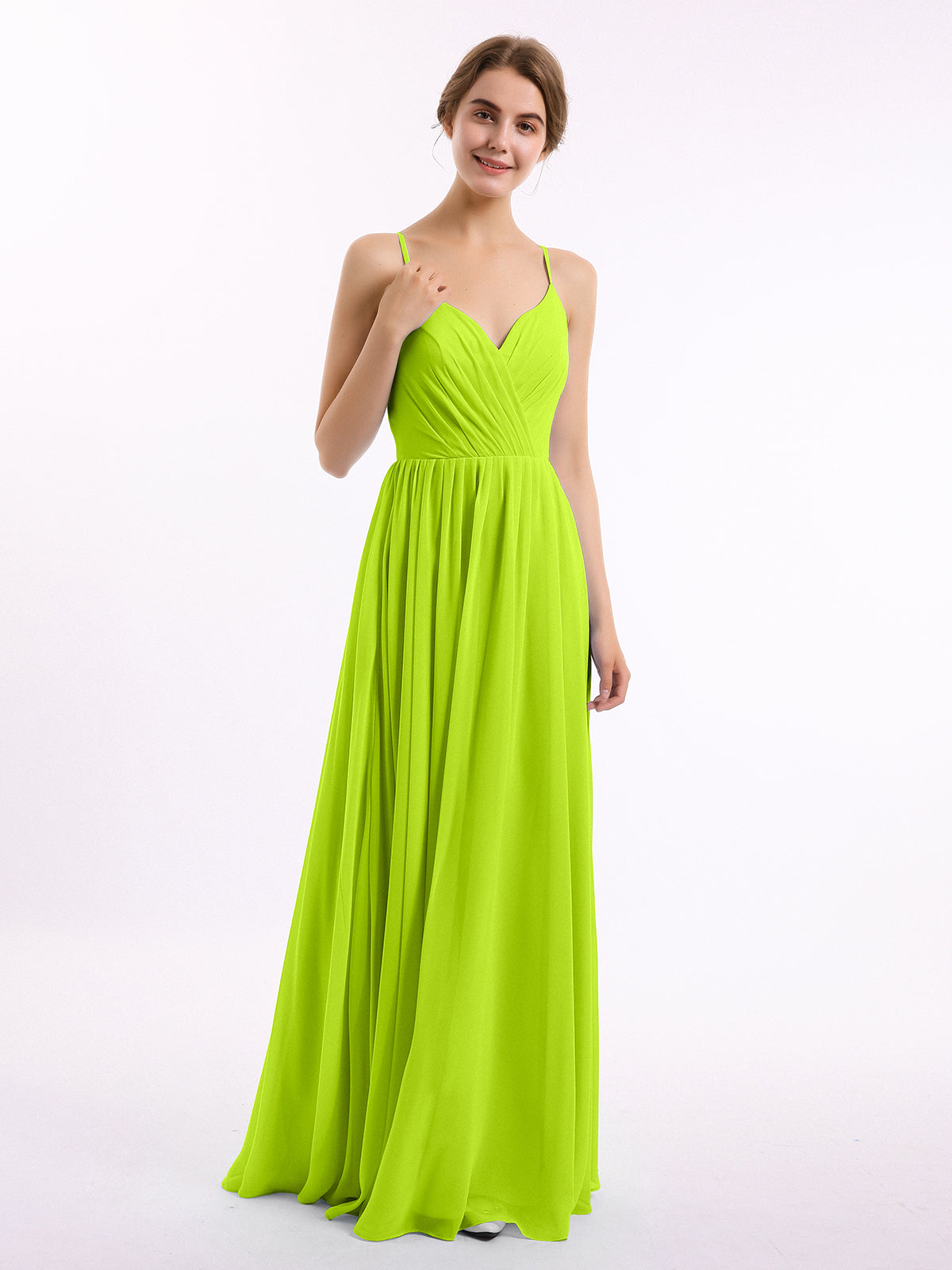 BABARONI Chiffon Bridesmaid Dresses with Spaghetti Straps-Lime Green, Lime Green / US0 BABARONI Chiffon Bridesmaid Dresses with Spaghetti Straps-Lime Green, Lime Green / US0
