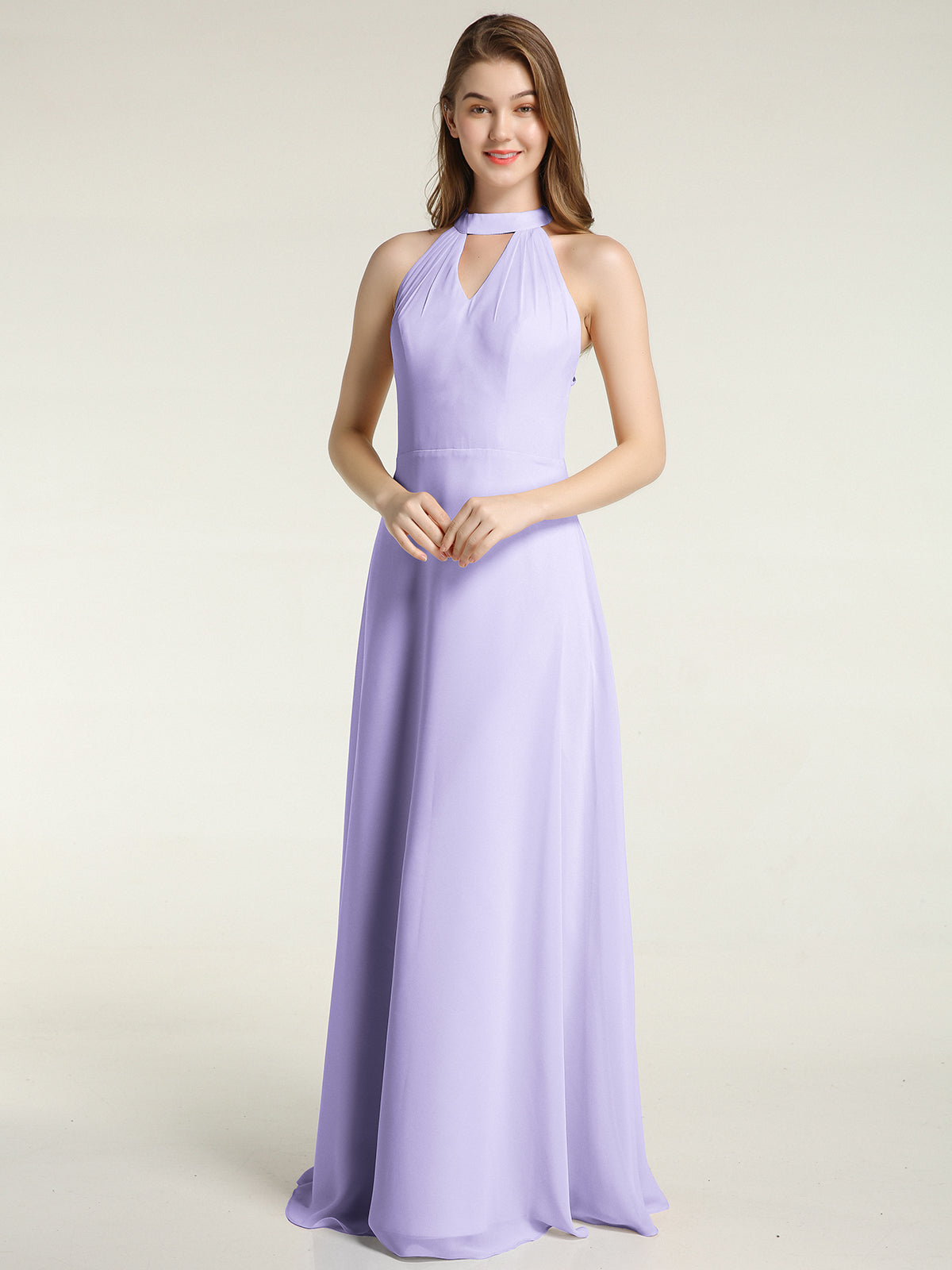 BABARONI Halter Chiffon Long Bridesmaid Gowns with Low Back-Lilac Plus Size, Lilac / US18 BABARONI Halter Chiffon Long Bridesmaid Gowns with Low Back-Lilac Plus Size, Lilac / US18
