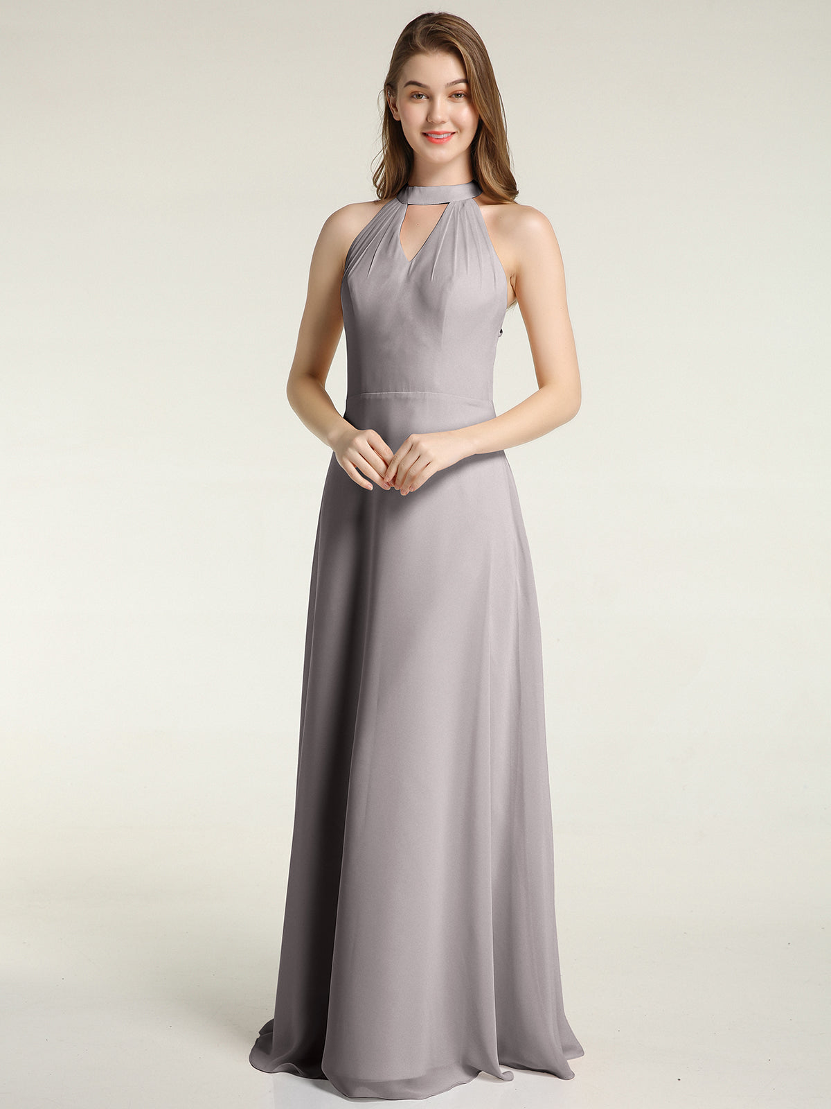 Chiffon Long Bridesmaid Gown with Halter Neck Spa