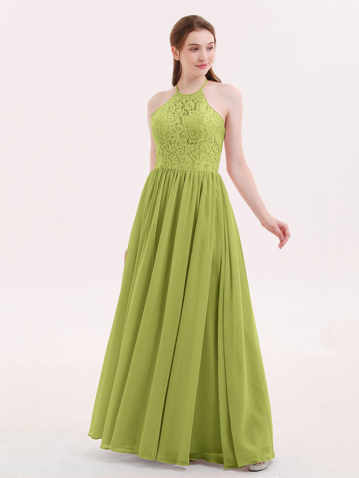 Long Halter Chiffon Dresses of Bridesmaid Clover