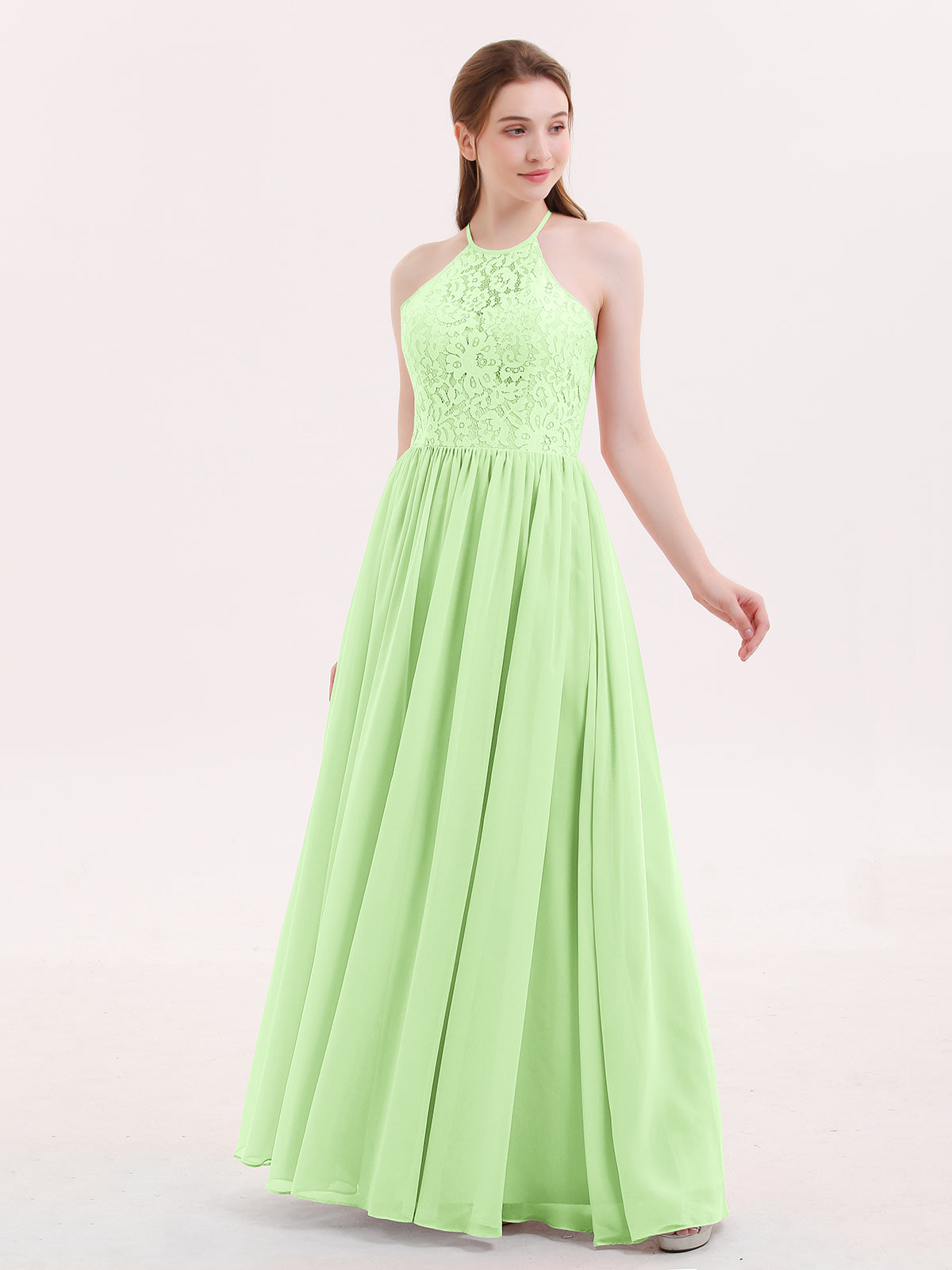 Illusion Neck Gowns with Lace Bodice Sage Plus Size