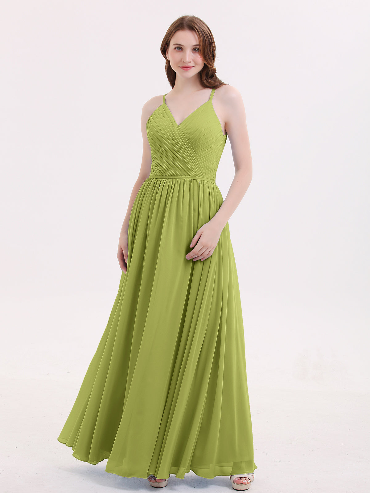 BABARONI Open Back Chiffon Dress with V Neck-Clover Plus size, Clover / US18