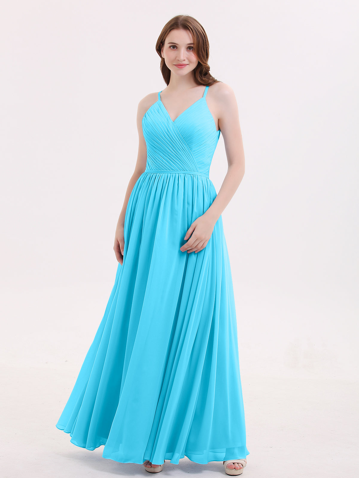 Short Front Long Back Chiffon Dresses Pool