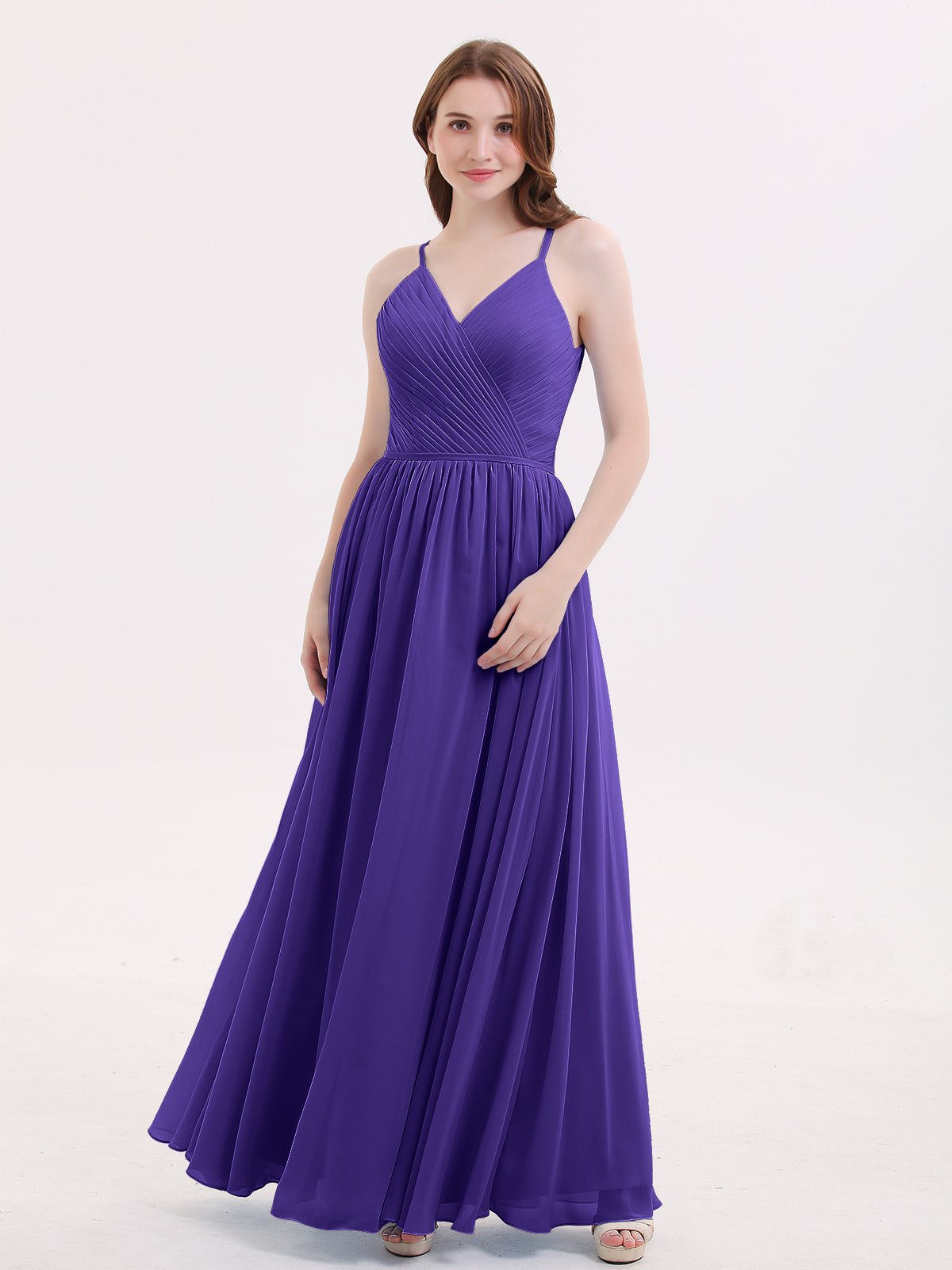 BABARONI Open Back Chiffon Dress with V Neck-Regency Plus size, Regency / US18