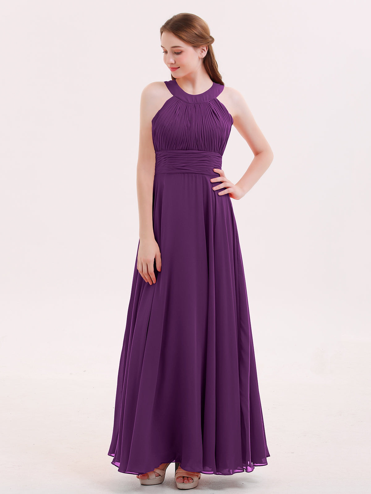 Spaghetti Strap Bridesmaid Dress with Pockets Grape Plus Size main image 1