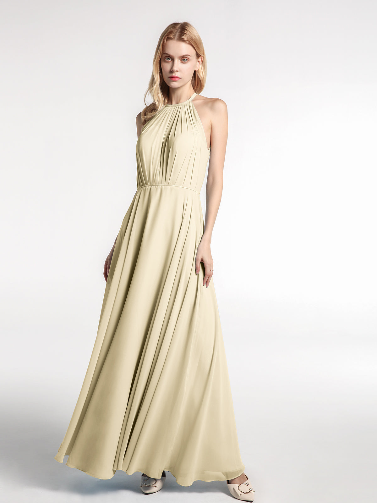 Chiffon And Lace Halter Maxi Dresses Tangerine main image 0
