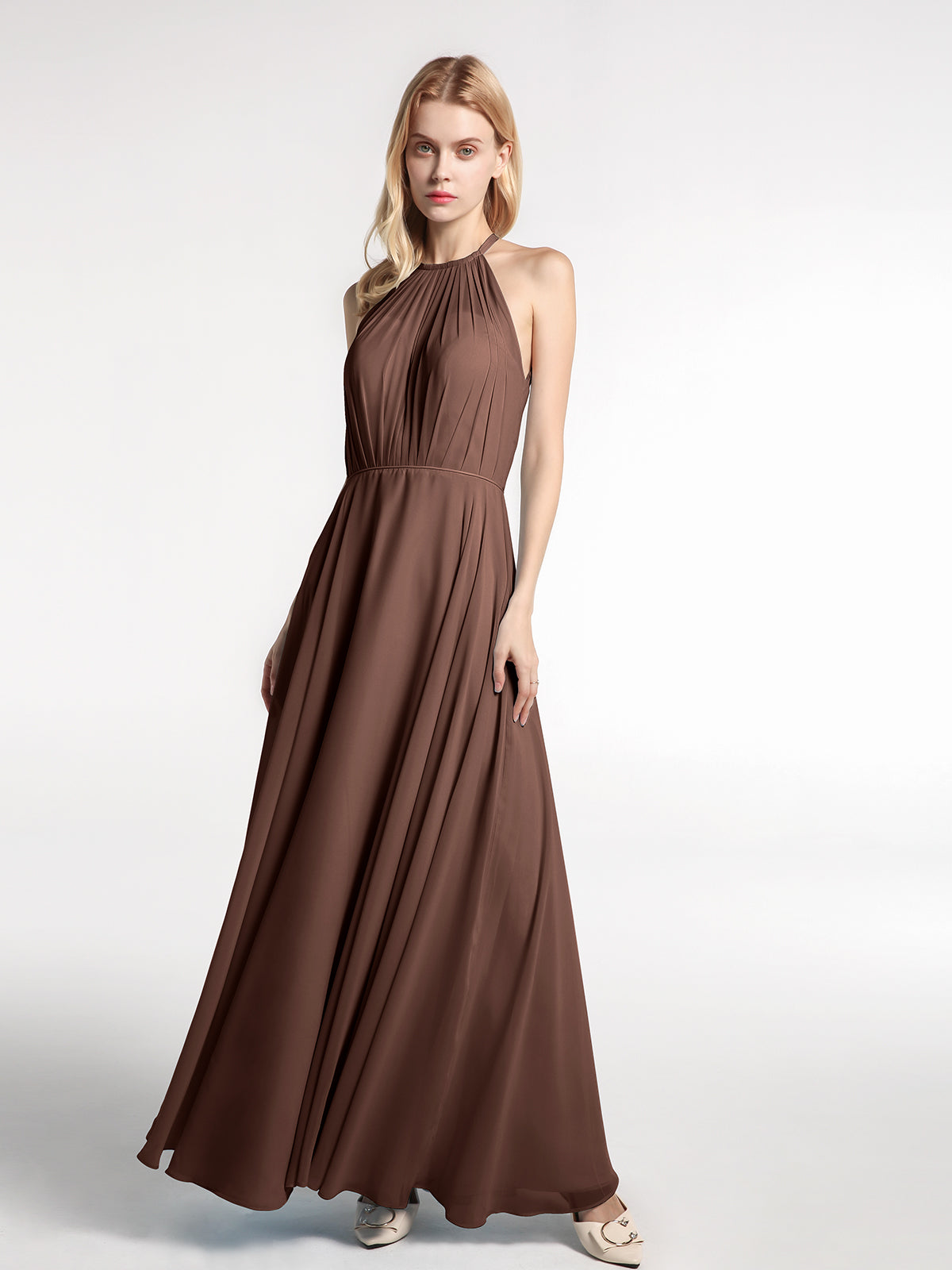 green halter neck wedding guest dress AQUAFLORA HALTER NECK SLIP DRESS IN MOSS | CULT MIA main image 1