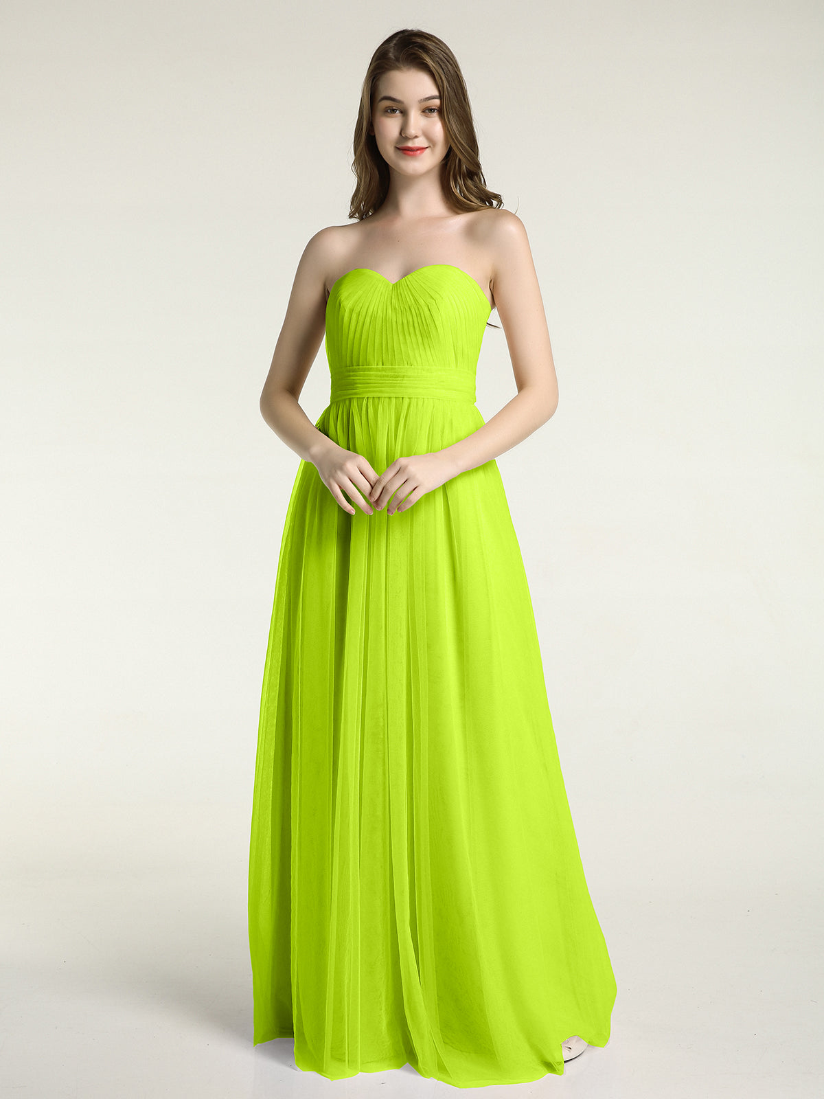 A-Line Jewel Neckline Tulle Dress Lime Green