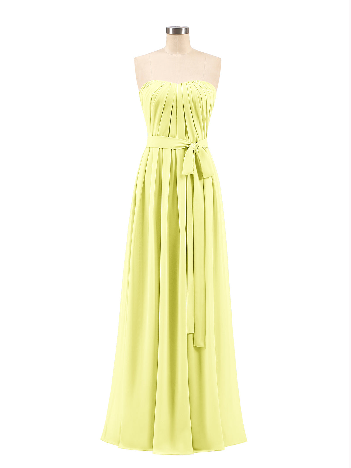 Strapless Simple Chiffom Maxi Bridesmaid Dresses Daffodil Plus Size