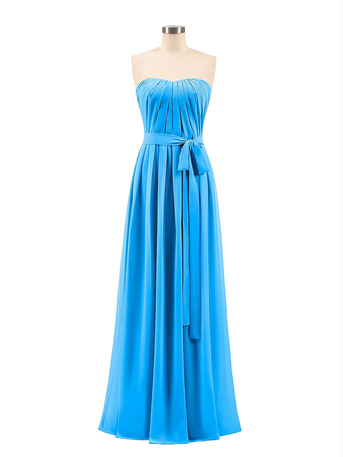 Short Chiffon Strapless Bridesmaid Gowns Ocean Blue Plus Size main image 0