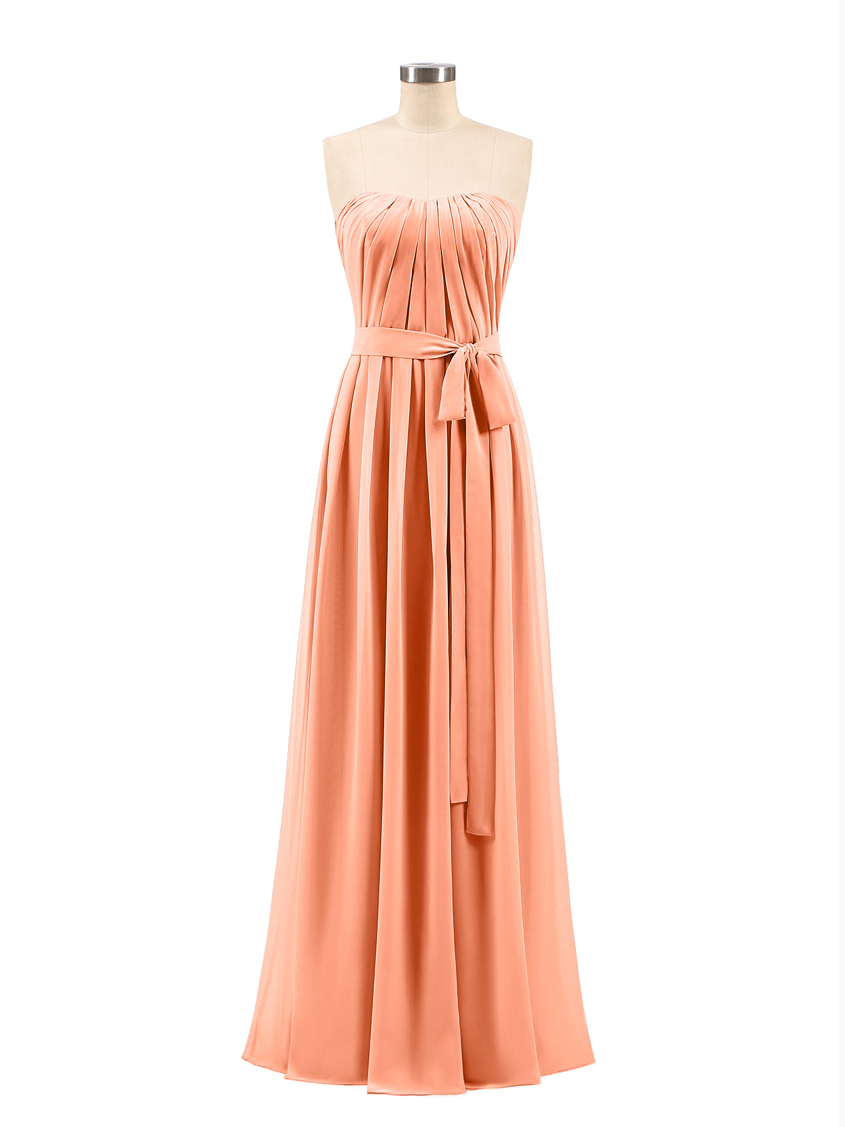 Empire Bridesmaid Gown with Spaghetti Strap Papaya