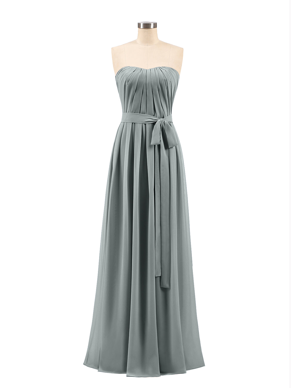 Full Length Chiffon Maxi Bridesmaid Gowns Steel Grey Plus Size main image 0