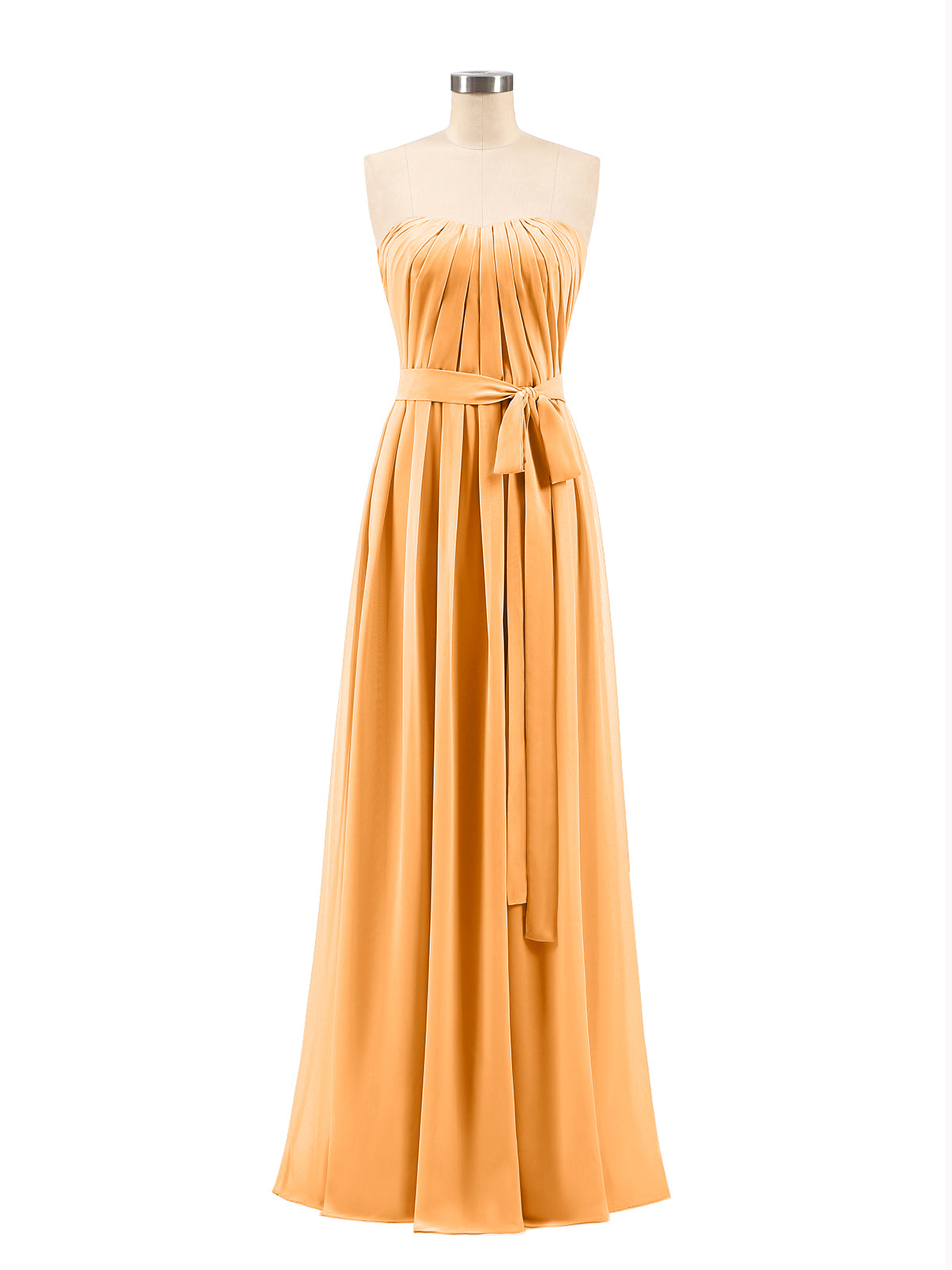 Spaghetti Strap Chiffon Bridesmaid Gown with V Neck Tangerine Plus Size