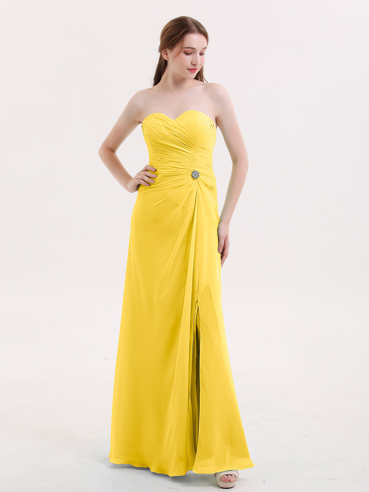 Chiffon Strapless Dresses with Sweetheart Marigold Plus Size main image 1