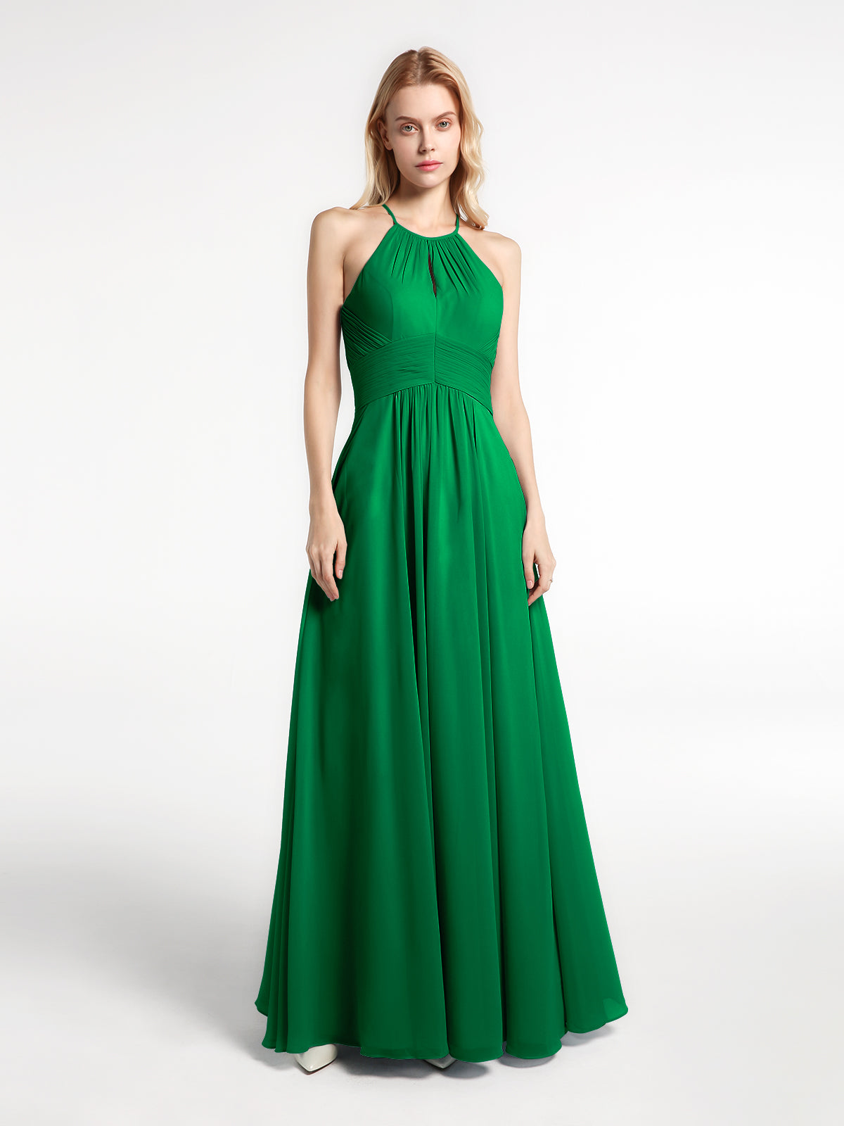 Double Straps Chiffon Dress with Sweetheart Neck Emerald Plus Size