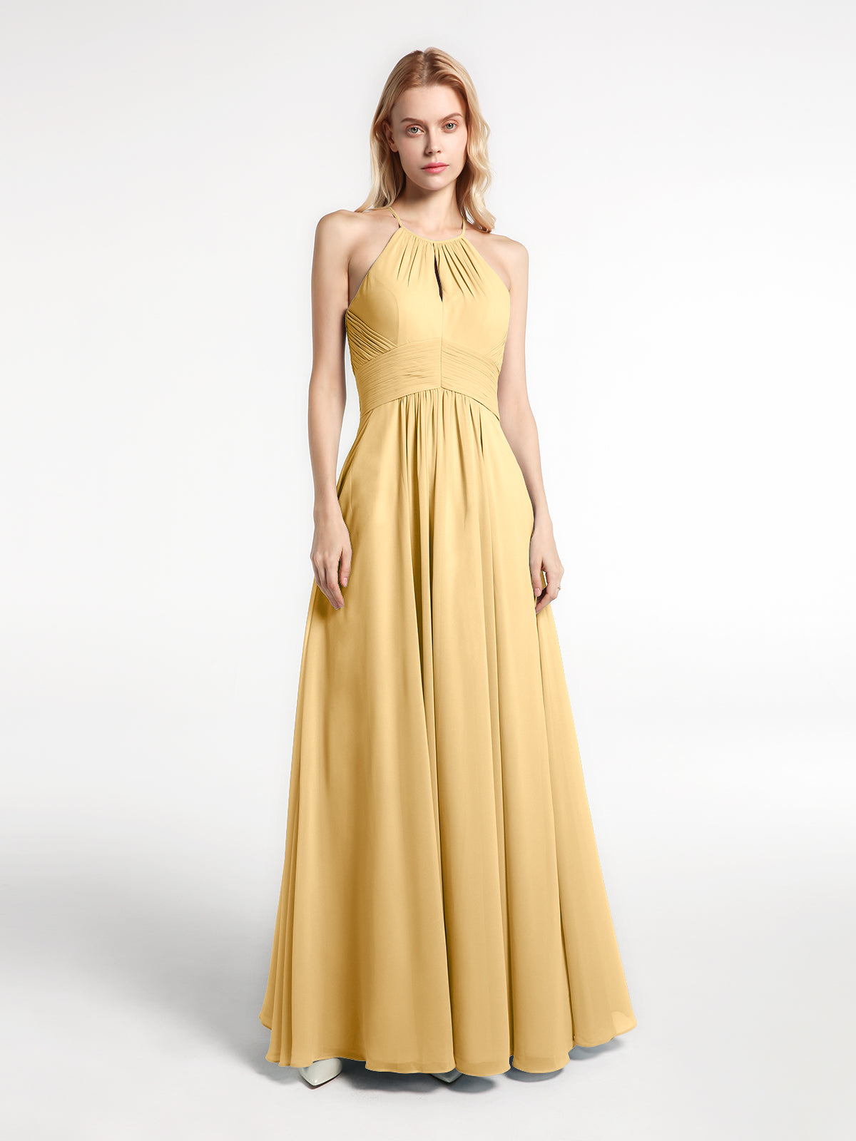 Halter Chiffon Short Dresses With Pocket Turquoise Plus Size