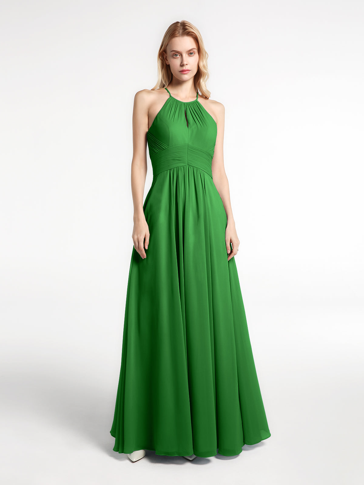Green Chiffon Halter Dress main image 1