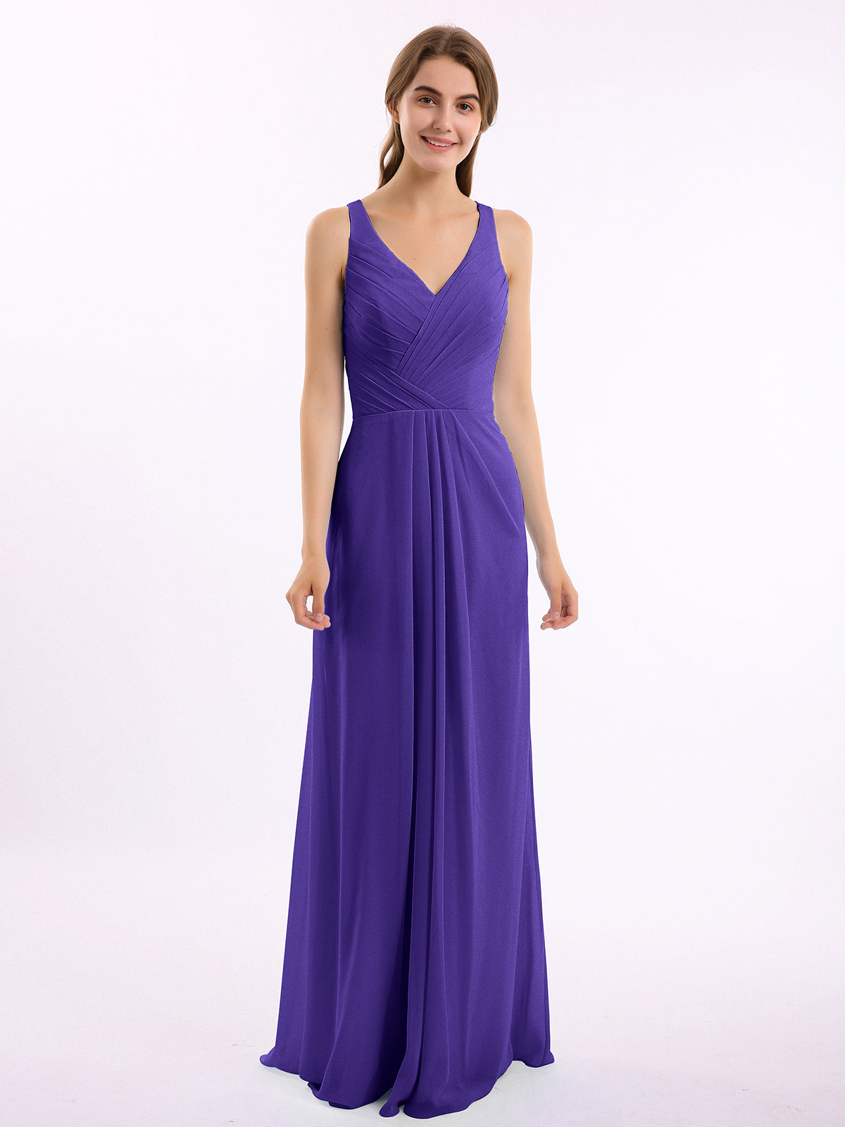 sachin and babi light blue dress BABARONI V-Neck A-Line Chiffon Dress with Slit Regency, Regency / US0 main image 1
