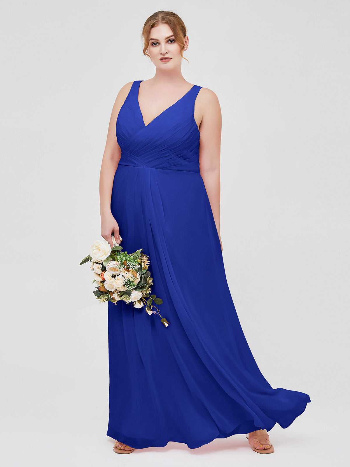 BABARONI V-neck Chiffon Bridesmaid Dress with Open Back Royal Blue Plus Size, Royal Blue / US18 BABARONI V-neck Chiffon Bridesmaid Dress with Open Back Royal Blue Plus Size, Royal Blue / US18