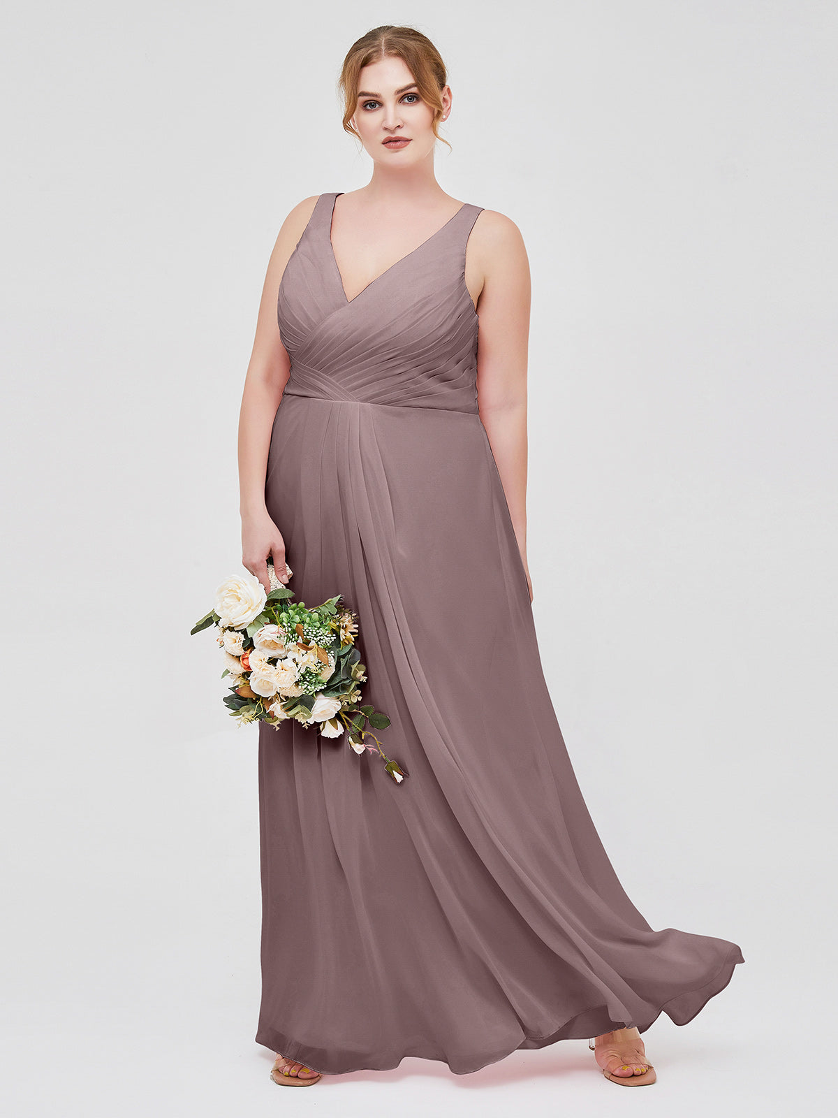 Mini Chiffon Dresses with Halter Neck Vintage Mauve Plus Size