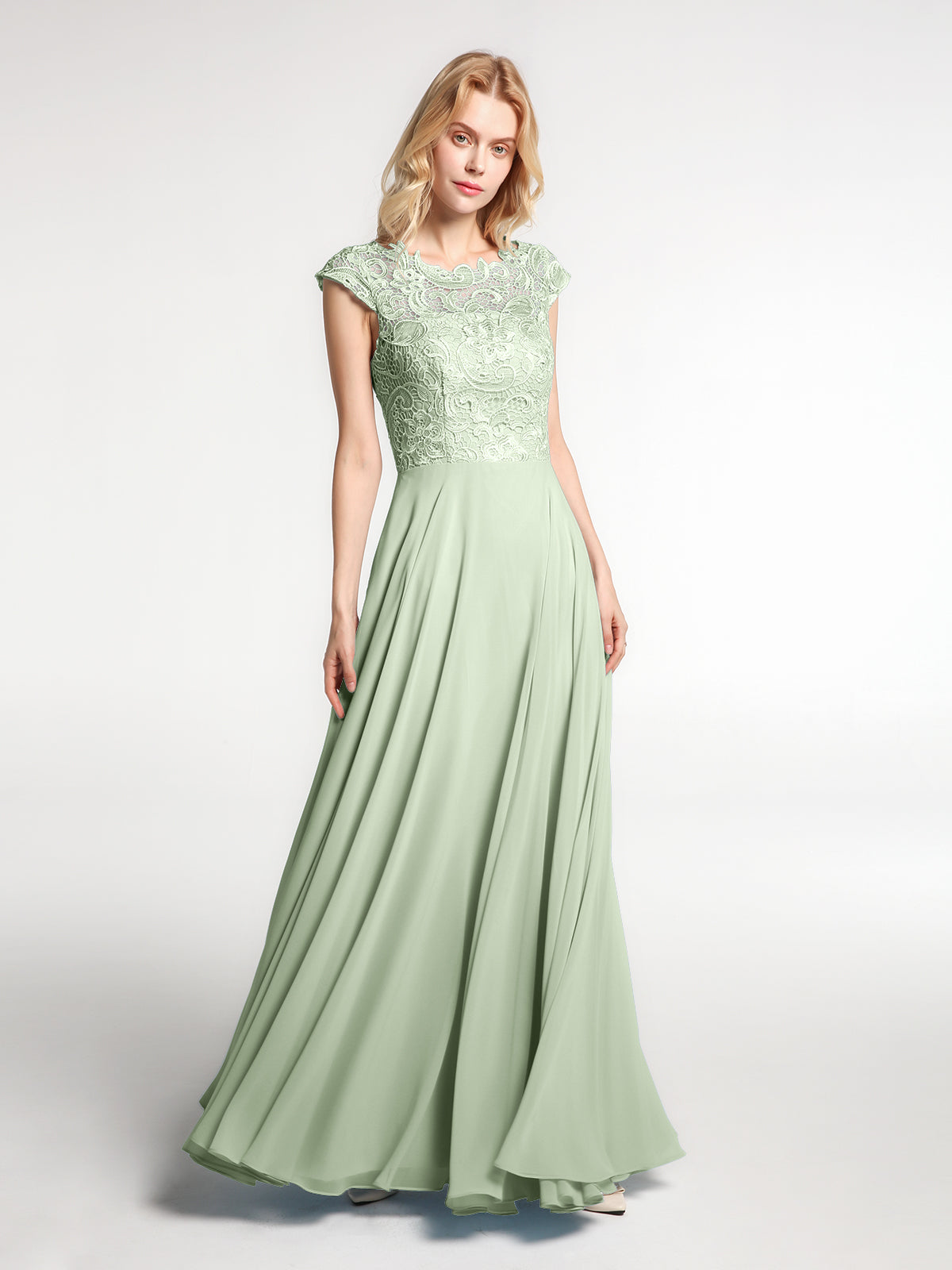 BABARONI Illusion Wrap Neck Lace and Chiffon Maxi Dress-Dusty Sage Plus Size, Dusty Sage / US18 BABARONI Illusion Wrap Neck Lace and Chiffon Maxi Dress-Dusty Sage Plus Size, Dusty Sage / US18