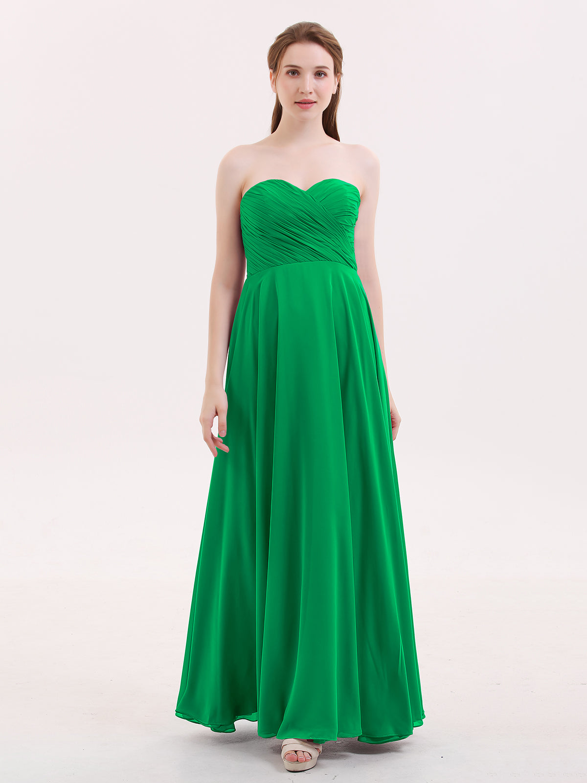 Short Chiffon Strapless Bridesmaid Gowns Emerald Plus Size