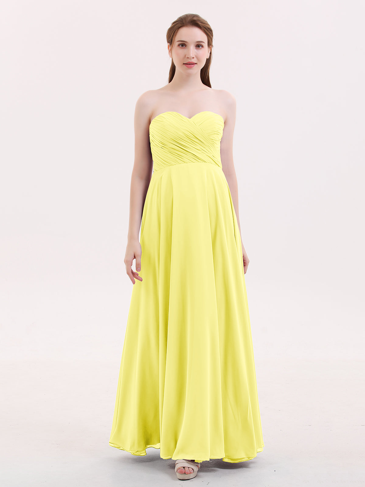 BABARONI Chiffon Lemon Bridesmaid Dresses Sweetheart Floorlength — free download