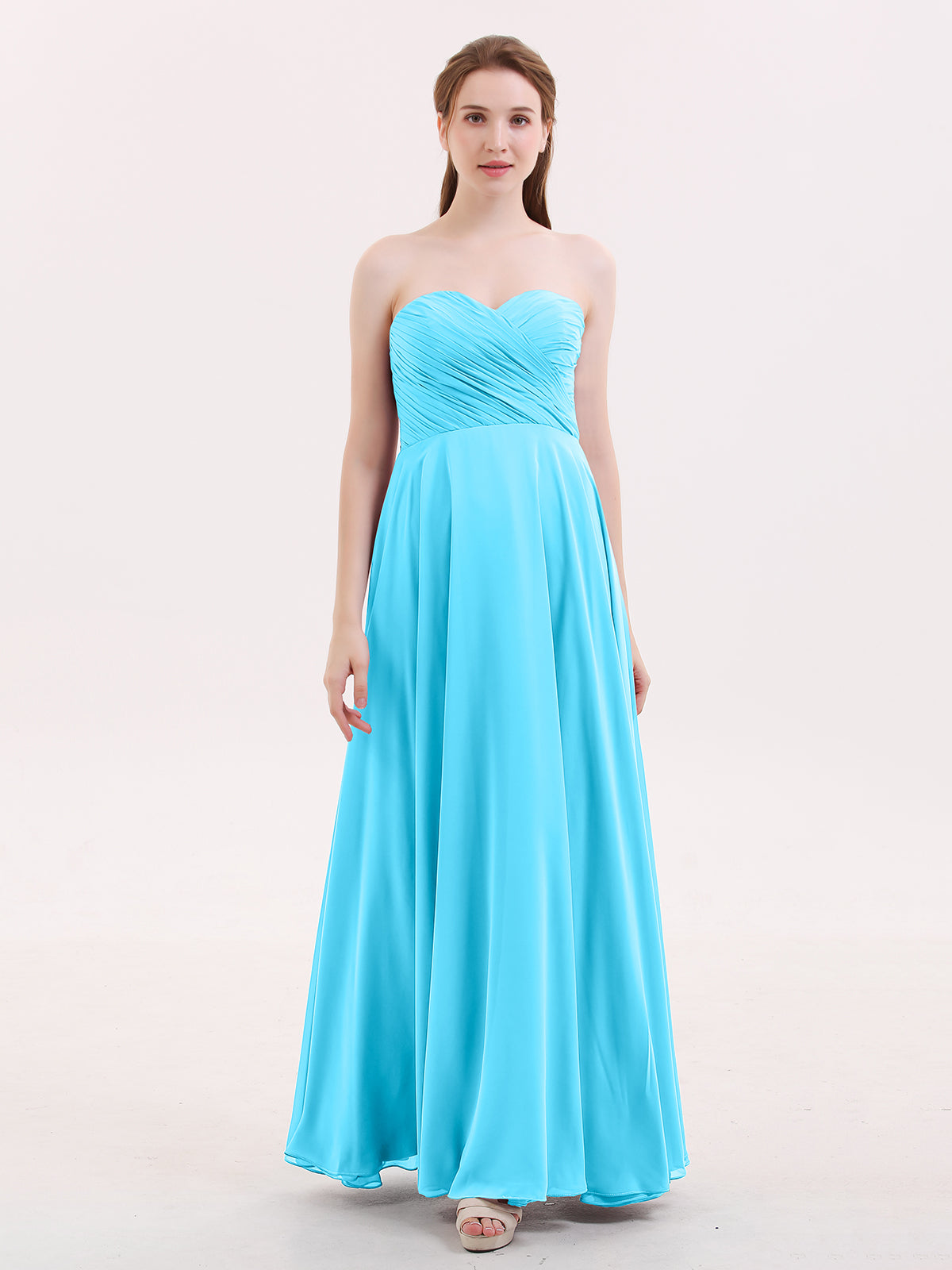 V-neck Bridesmaid Dress with Cross Back Pool Plus Size
