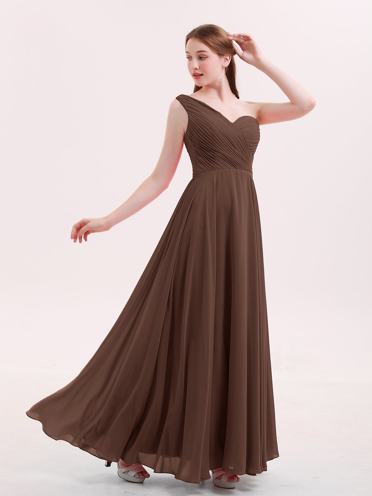 Chiffon Strapless Dresses with Sweetheart Chocolate Plus Size main image 1