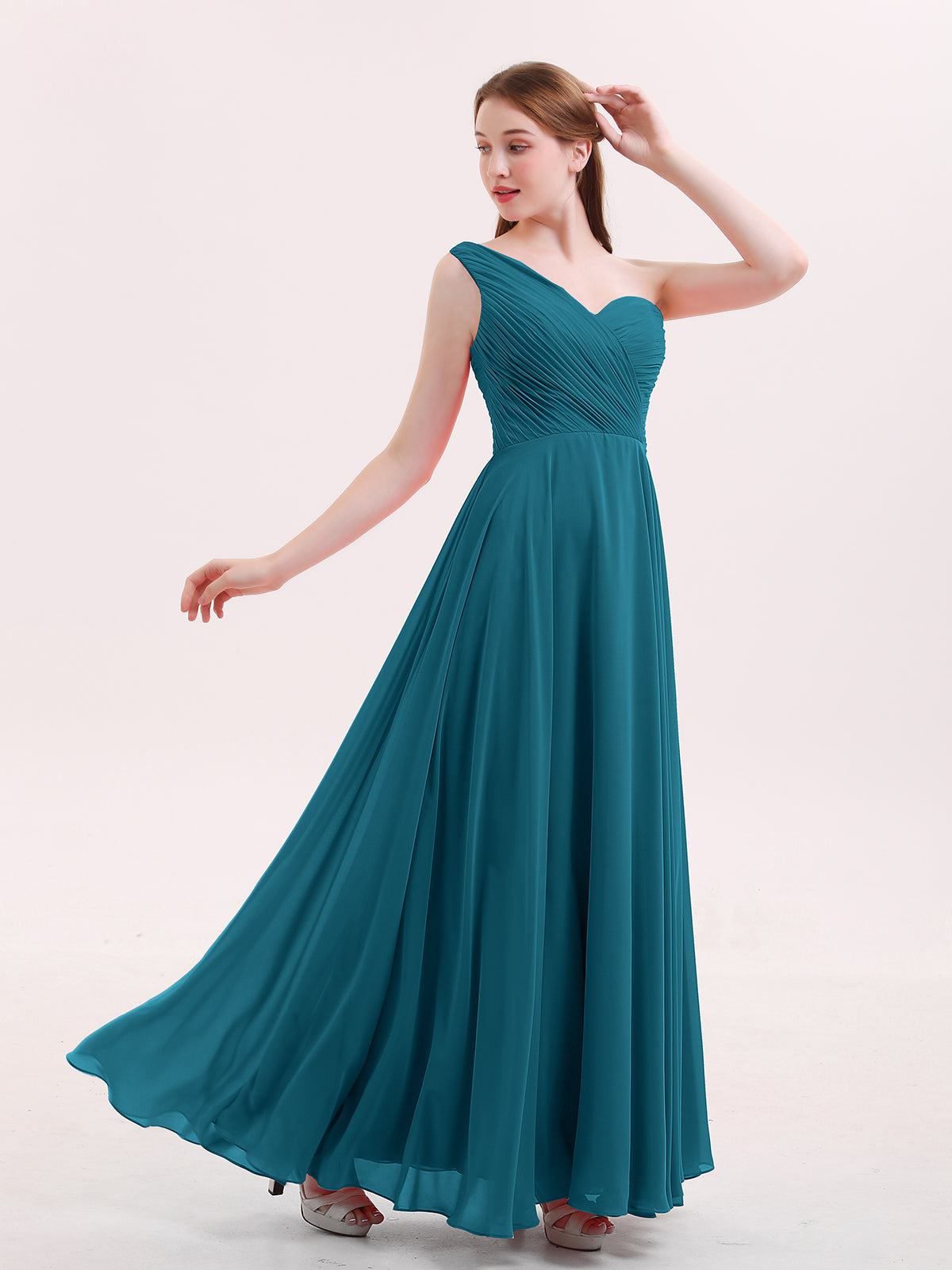 Short Halter Chiffon Bridesmaid Gown Ink Blue Plus Size