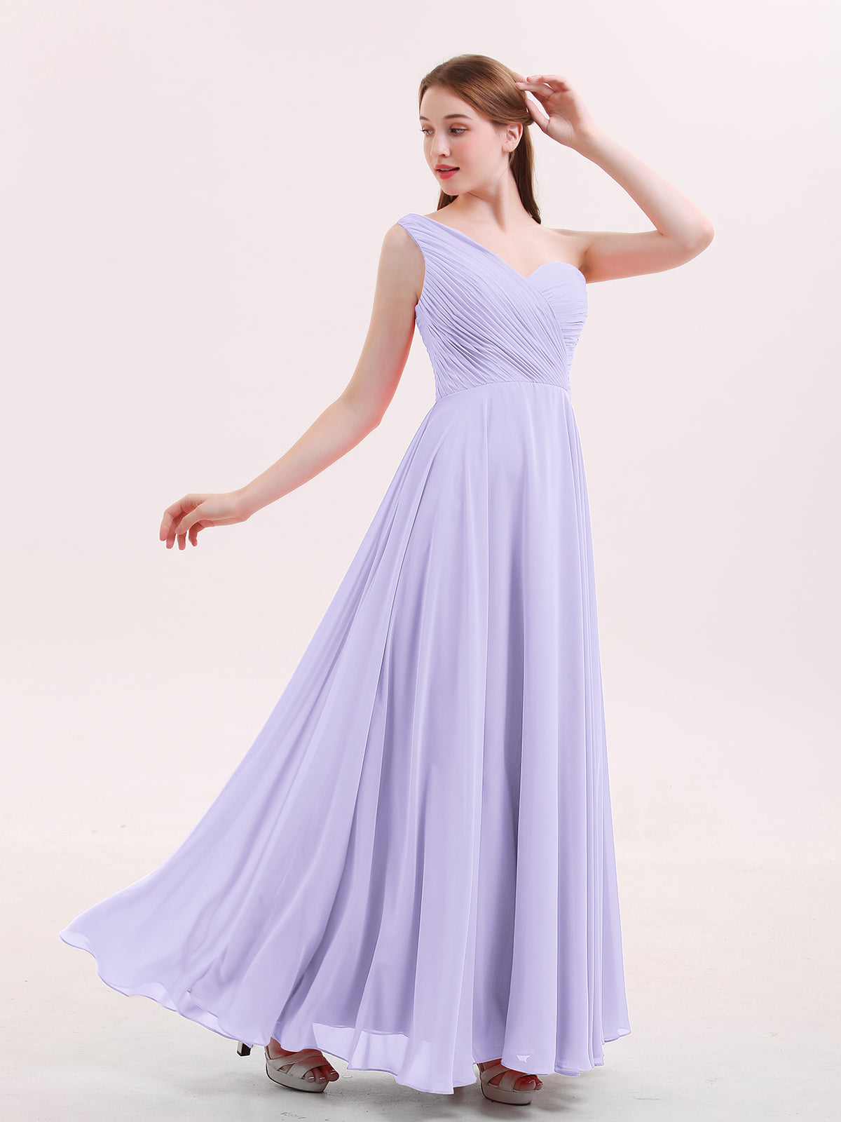 Long Halter Chiffon Dresses of Bridesmaid Lilac Plus Size
