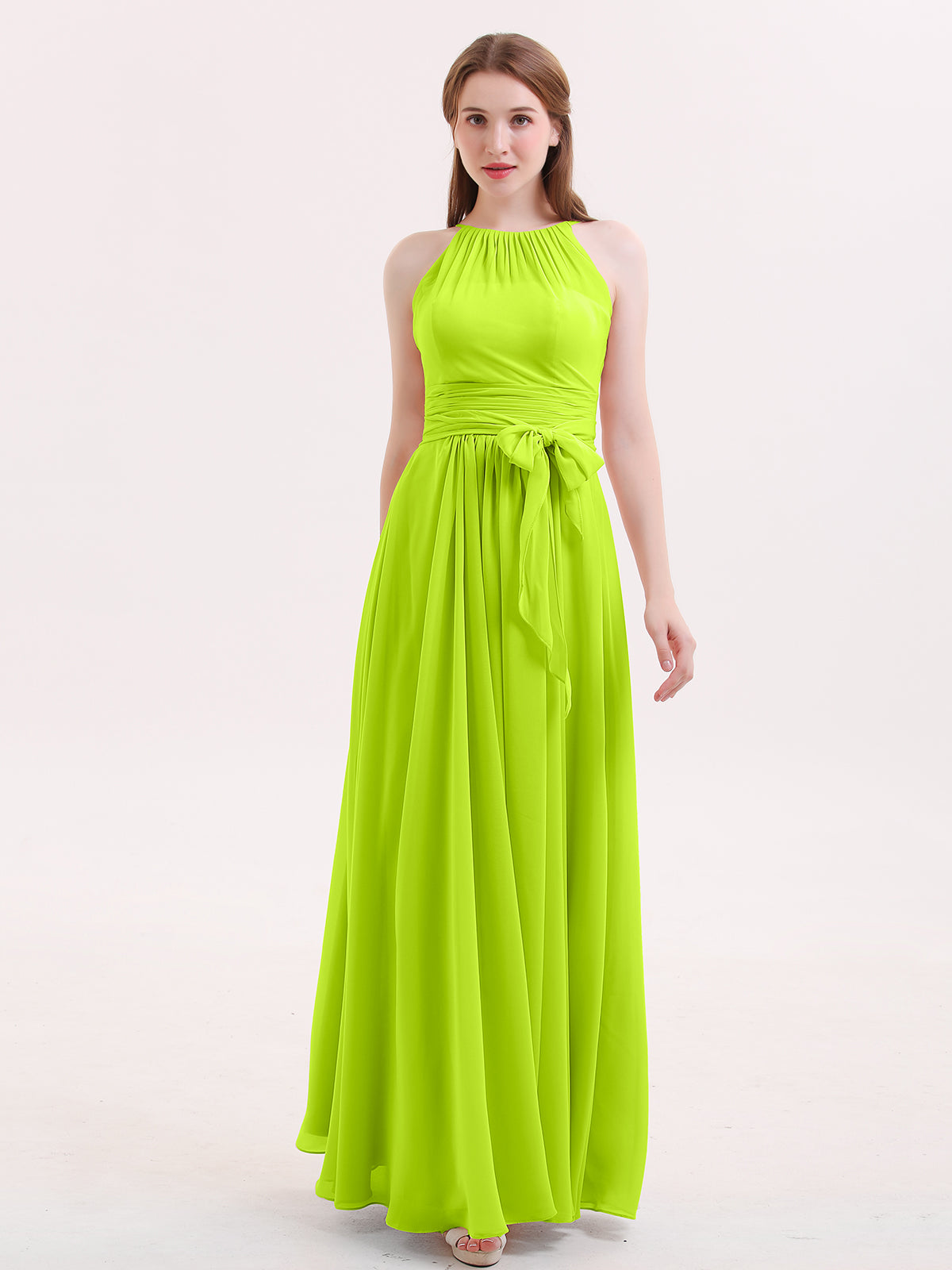 Short Bridesmaid Dress with Flutter Sleeves Lime Green Plus Size