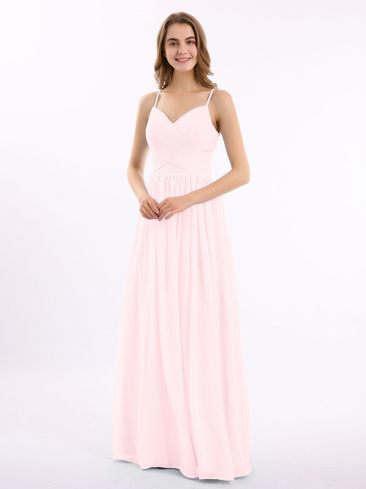Sweetheart Chiffon Dresses with CASCADE SKIRT Blushing Pink