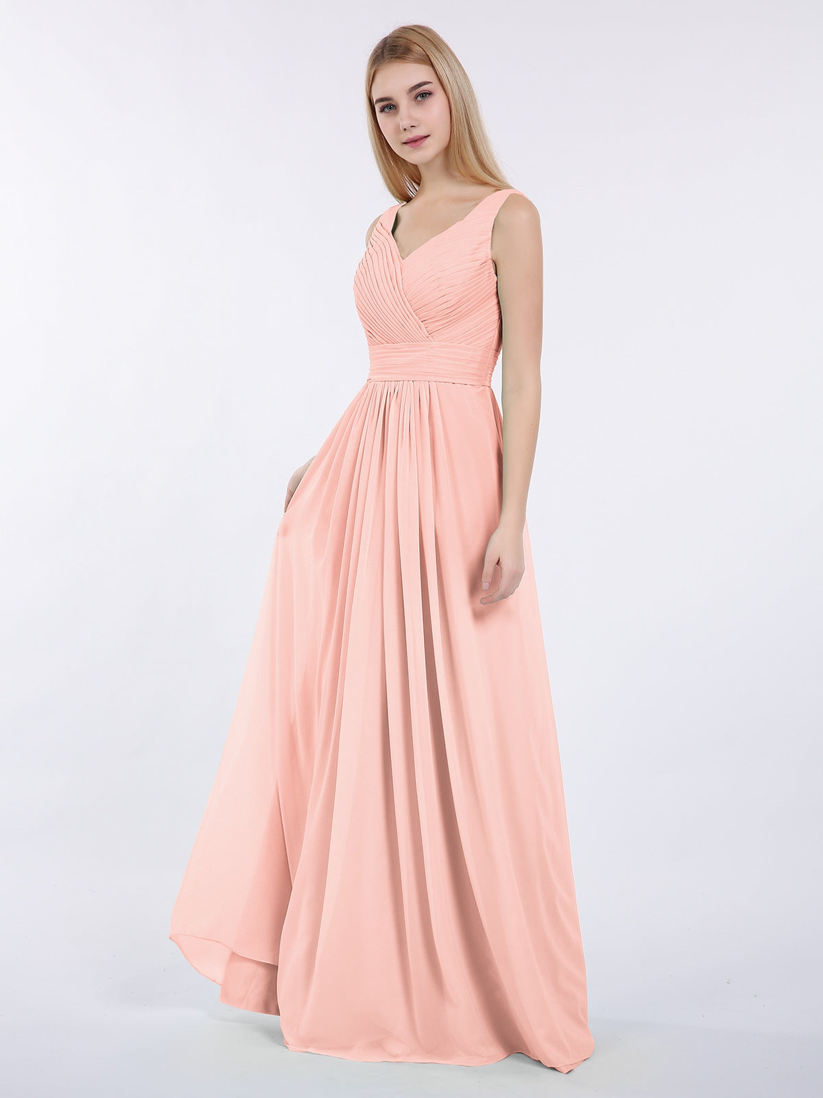 CAMILLE SLEEVELESS CHIFFON hot DRESS WITH PLEATED BODI