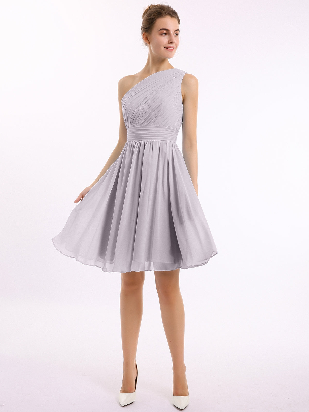 Jewel Cap Sleeve Chiffon Knee-length Dress Dusk main image 0