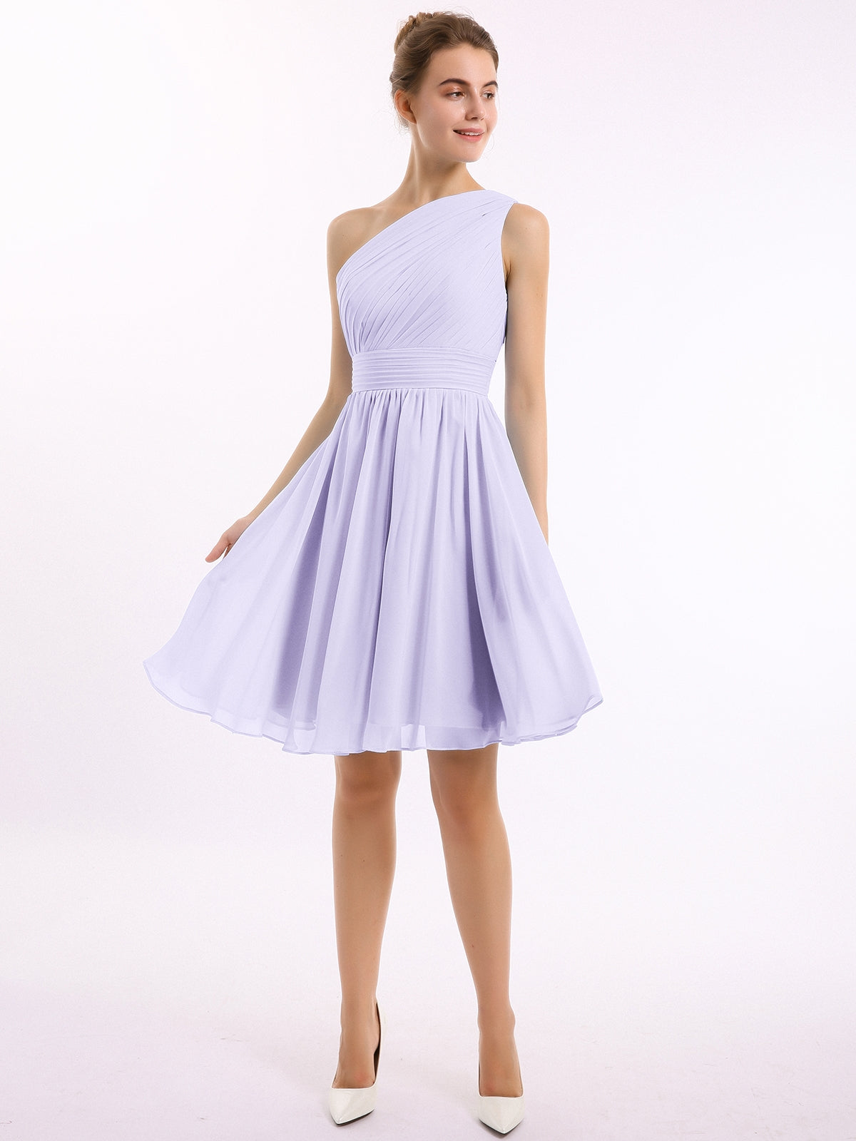 Off the Shoulder Chiffon Floor-Length Dress with Slit Lilac Plus Size