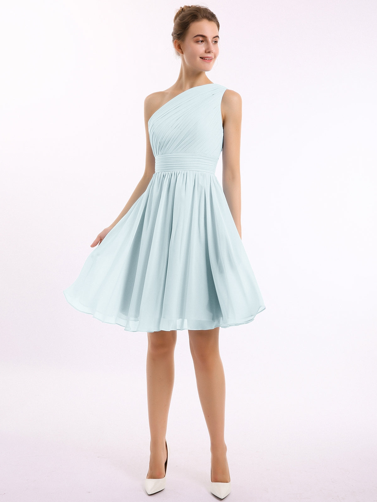 Knee-length Short Chiffon Dress with Halter Neck Azalea Plus Size