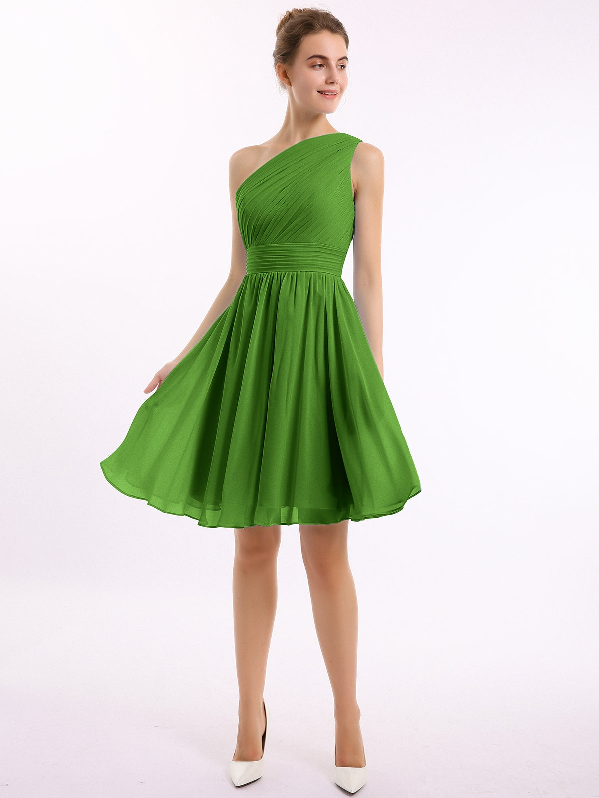 Single Shoulder Knee-length Chiffon Dresses Royal Blue Plus Size